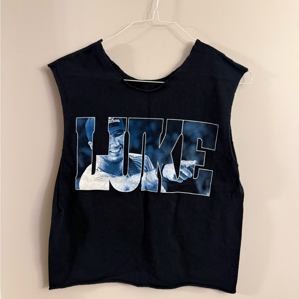 Luke Bryan 2014 Tour Cutoff Muscle Tank DIY Crop Tee (Black)